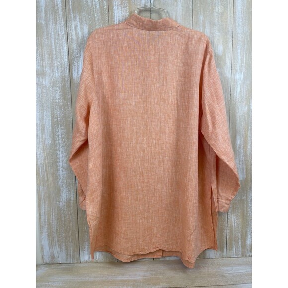J Jill Love Linen Women’s Size 2x Peach Button Shirt Collared Long Sleeve - Picture 4 of 9